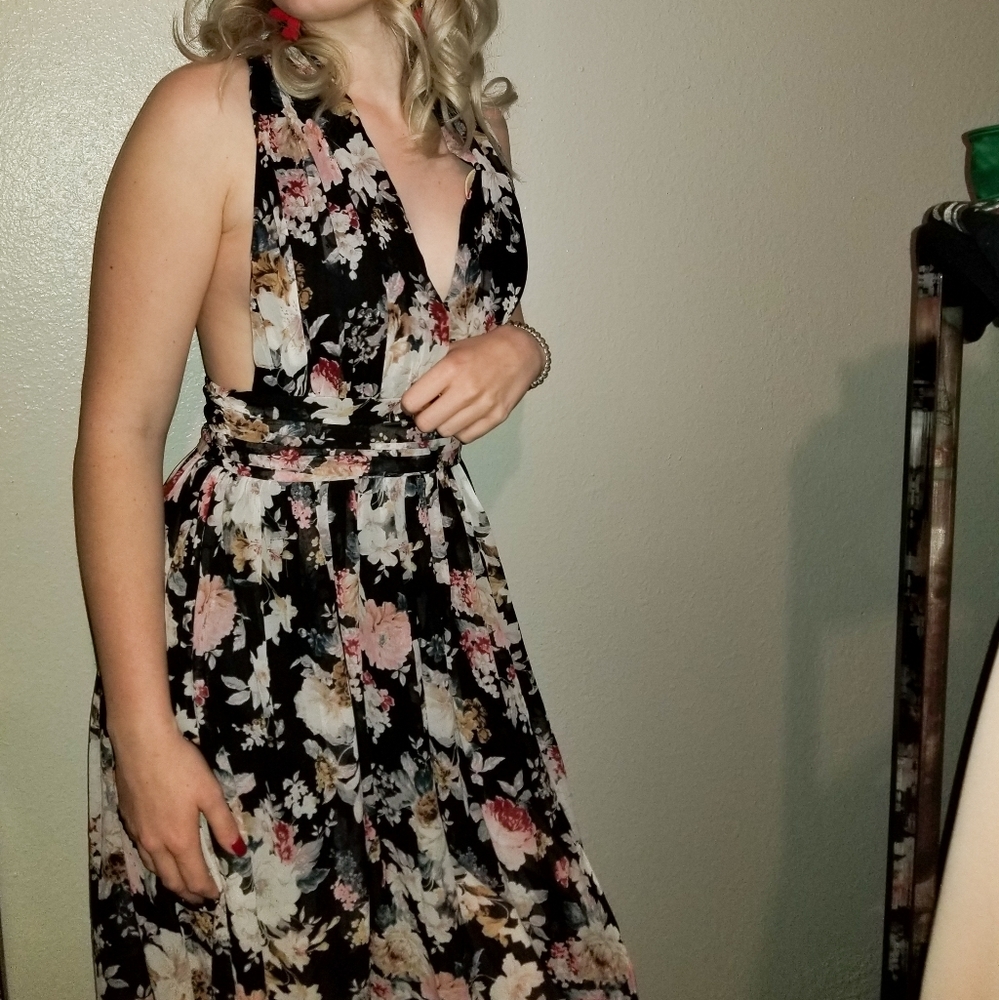 ♡solemio floral floor length dress♡